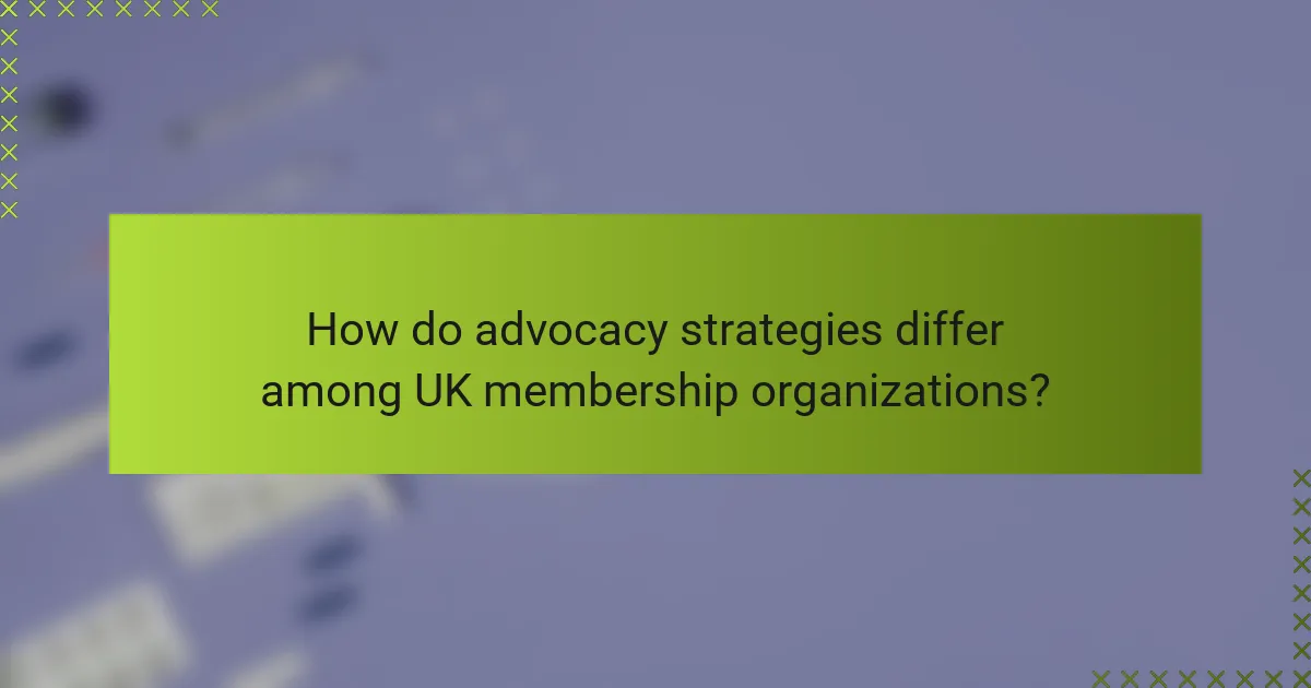 How do advocacy strategies differ among UK membership organizations?
